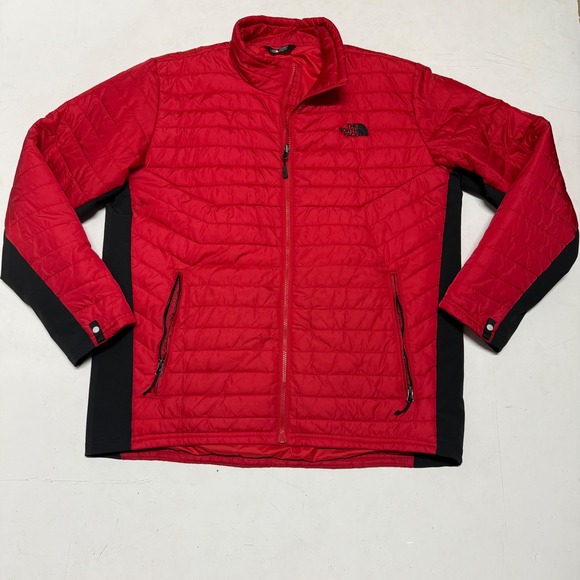 The North Face Mens XL Red Black Thermoball Padded Puffer Jacket Coat - Picture 1 of 8